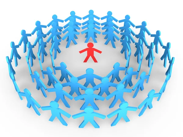 3d stick man isolated in the crowd — Stock Photo, Image