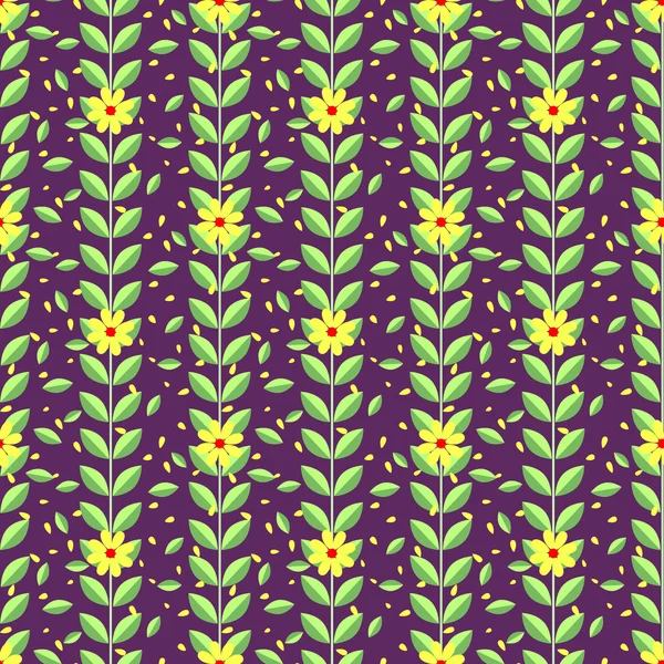 Yellow flowers and green leaves spring pattern — Stock Photo, Image