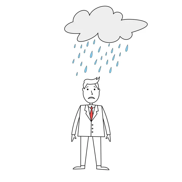 Homem de negócios triste sob uma nuvem chuvosa — Fotografia de Stock