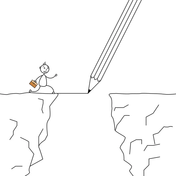 Stick man crossing the cliffs