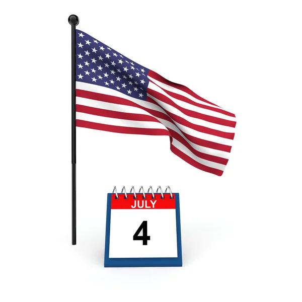 3d renderização de bandeira e calendário dos EUA — Fotografia de Stock