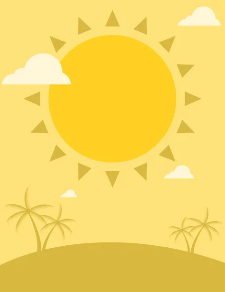 Summer flyer design with sun and palm trees — Stock Vector