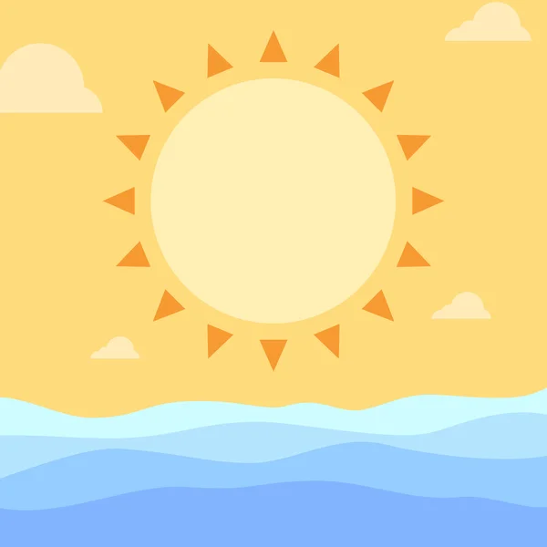 简单的夏季太阳和海洋波 — 图库矢量图片