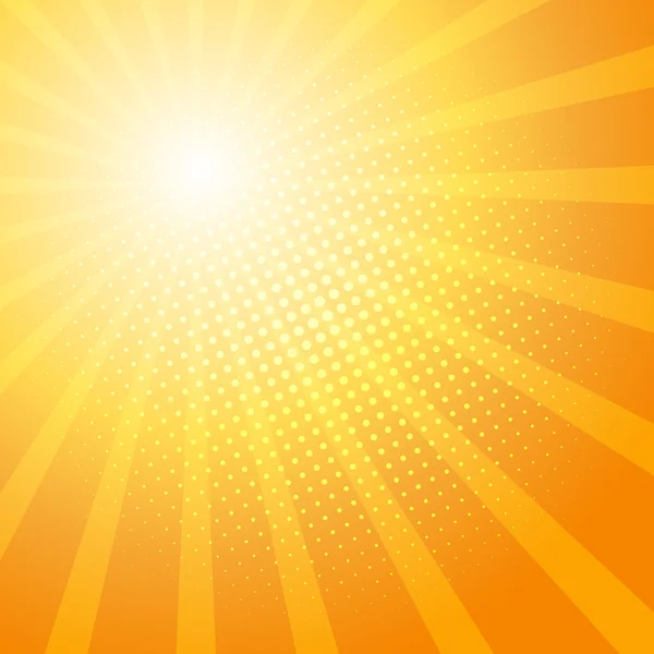 Summer orange sun rays background — Stock Vector