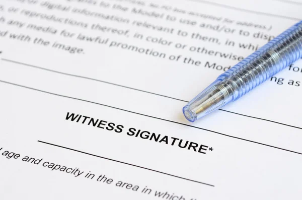 Closeup of witness signature area — Stock Photo, Image