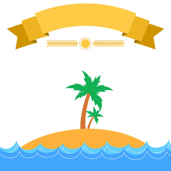 Banner de verão tropical ilha — Vetor de Stock