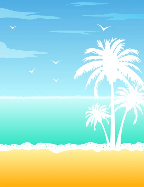 凉爽的夏季热带海滩 — 图库矢量图片