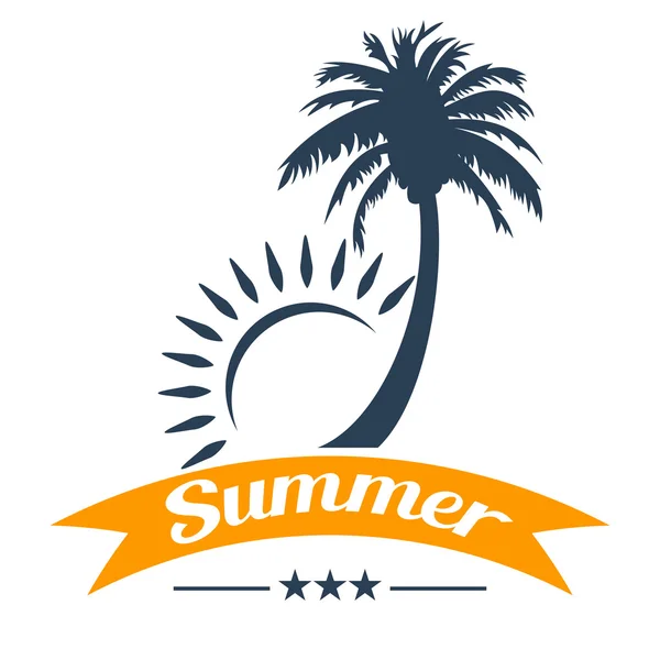 Summer tropical palm tree and sun — Stock Vector