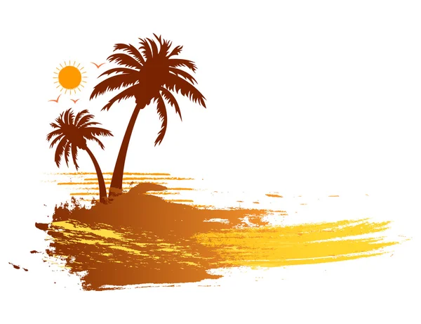 Grunge 夏季热带棕榈树 — 图库矢量图片
