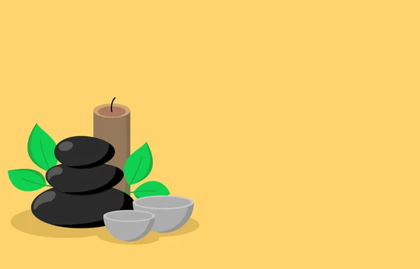 Diseño de banner de piedras y hierbas de spa — Vector de stock