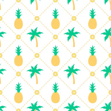 ananas ve palmiye ağaçları desen