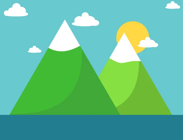 平面样式山岛屿设计 — 图库矢量图片