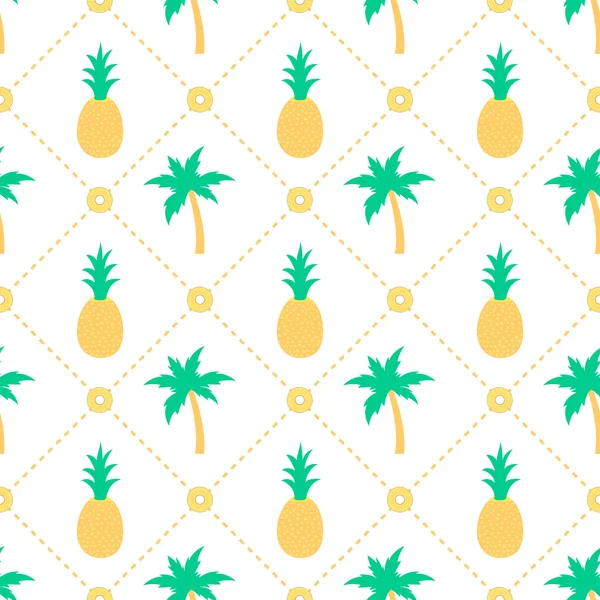菠萝和棕榈树图案 — 图库矢量图片