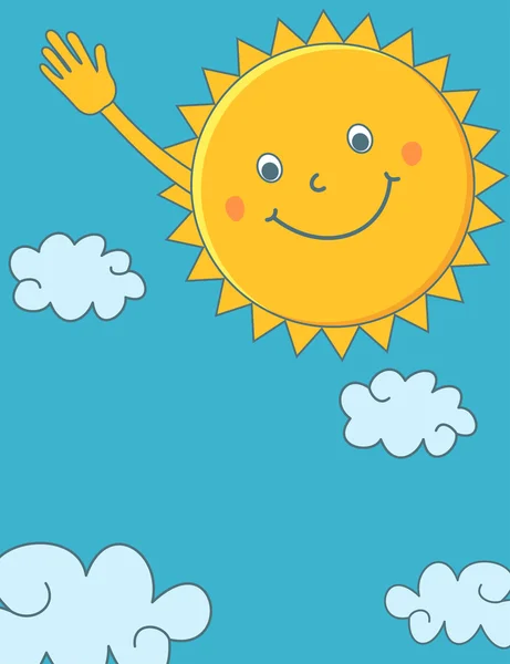 Cute cartoon sun waving hand — Stock Vector