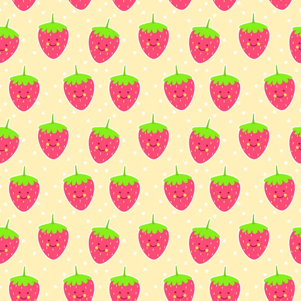 可爱的草莓无缝模式 — 图库矢量图片