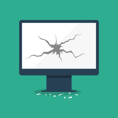 Düz stil kırık monitör