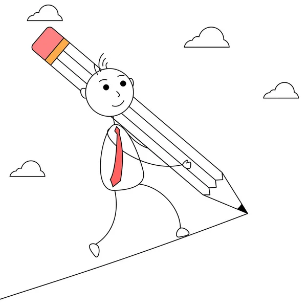 Homem dos desenhos animados desenhando seu próprio caminho —  Vetores de Stock