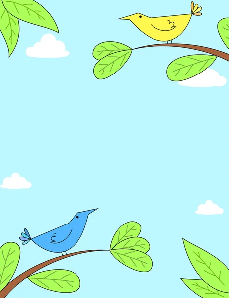 Des oiseaux mignons sur les branches — Image vectorielle