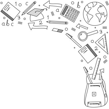 Okul Başlık stiline geri Doodle 