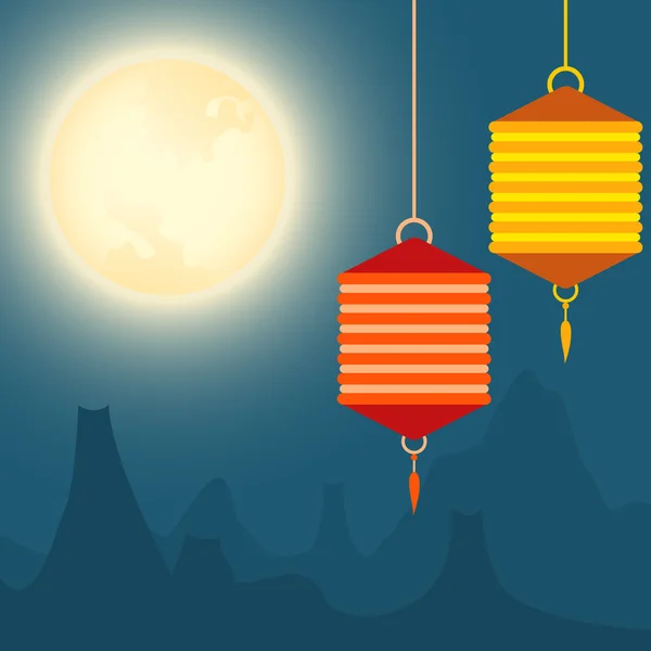 Festival de la pleine lune et des lanternes — Image vectorielle