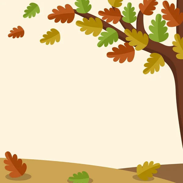 Őszi fa és a levelek háttér — Stock Vector