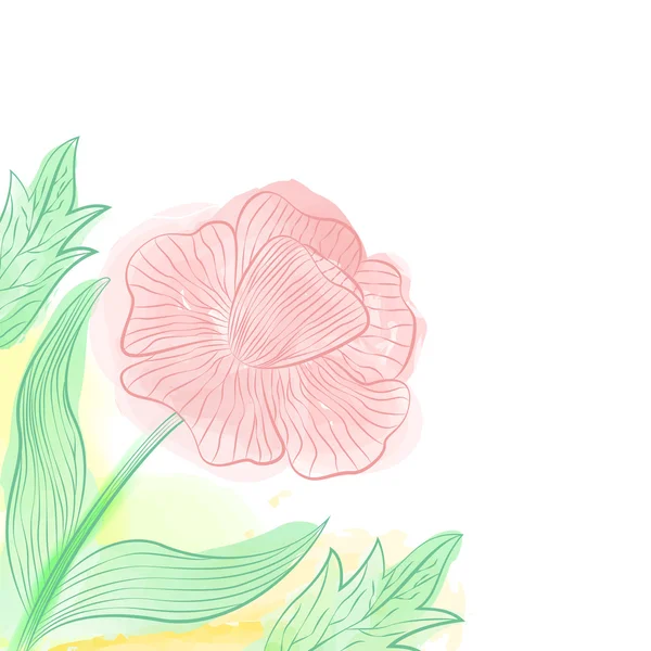 Ontwerp met aquarel rode bloemen — Stockvector