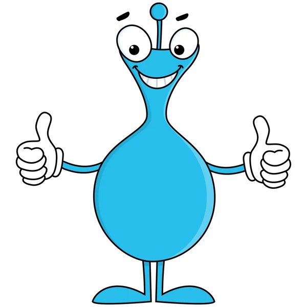 Blue cartoon with thumbs up — Stock Vector