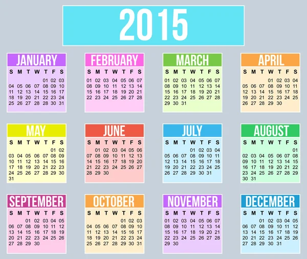 Rok 2015 ploché styl kalendáře — Stockový vektor