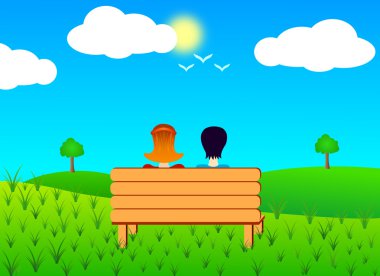 Bir bankta oturan çift