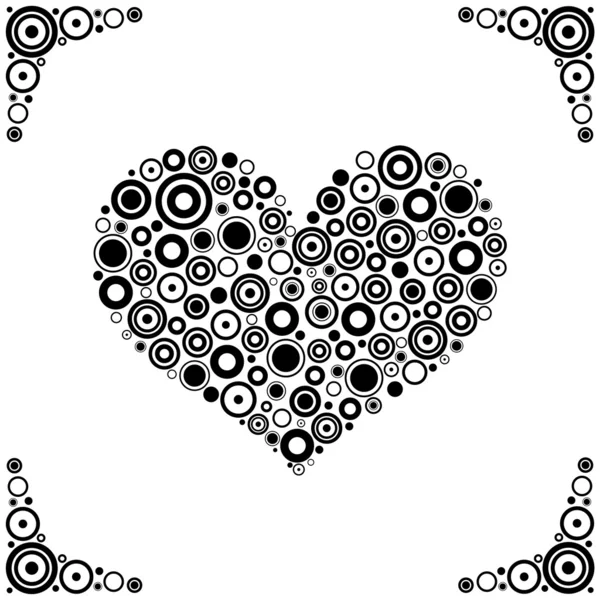 Svarta cirklar hjärta — Stock vektor