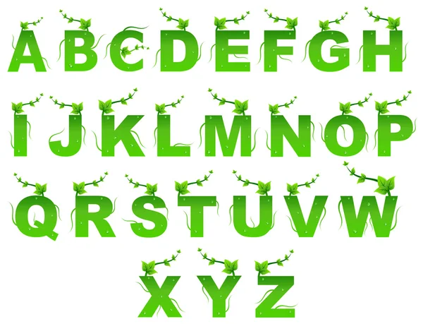 緑の自然英語アルファベット — ストックベクタ