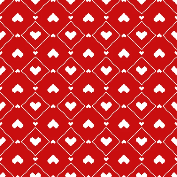 Pixel corazones patrón sin costuras — Vector de stock