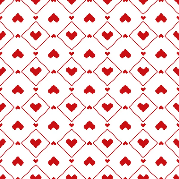 Naadloze pixel hart patroon — Stockvector