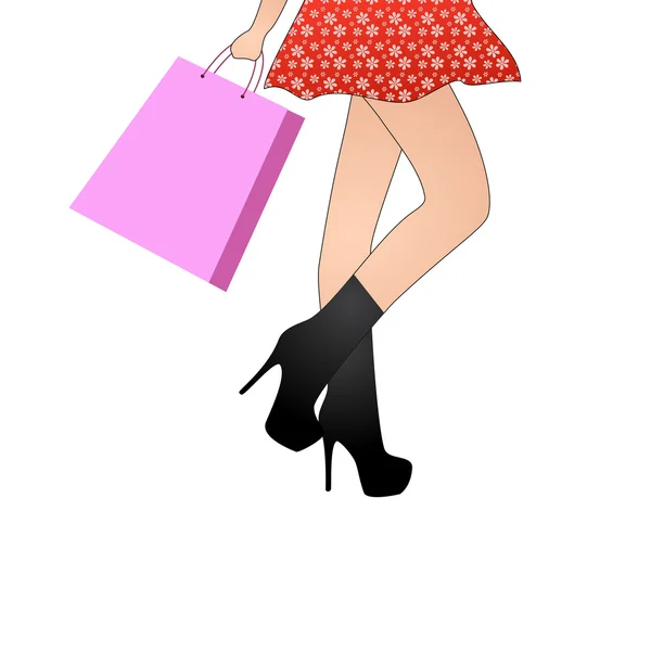 Shopping fille — Image vectorielle