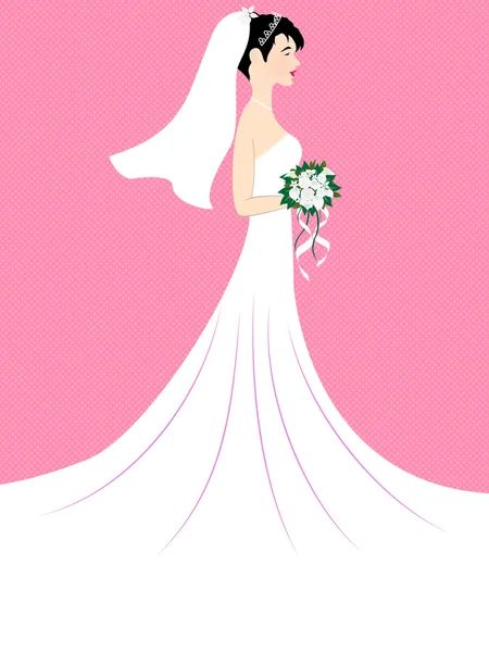 Bride in white dress — Stock Vector