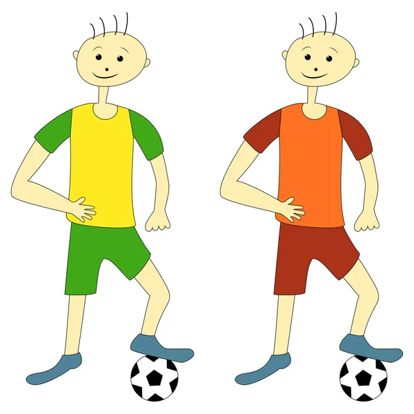 Jugadores de fútbol dibujos animados — Vector de stock