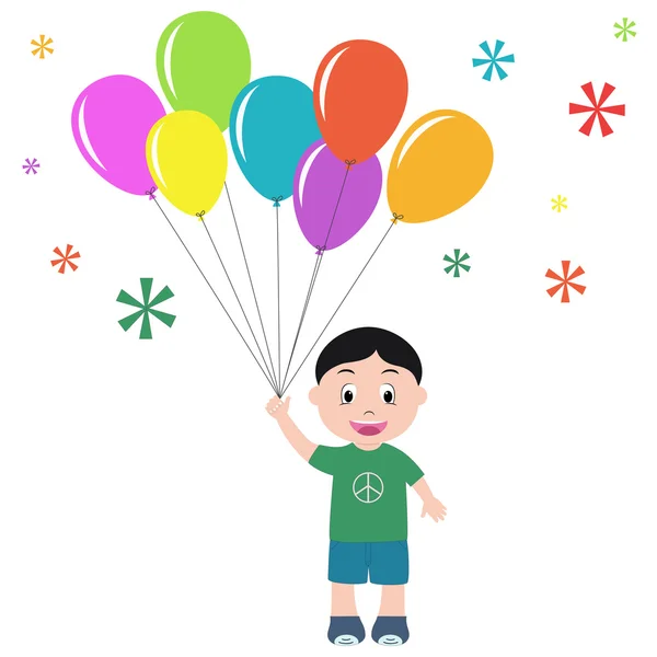 Niño con globos — Vector de stock