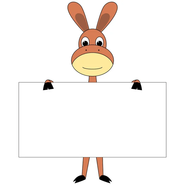 Cartoon donkey with sign board — Stock Vector