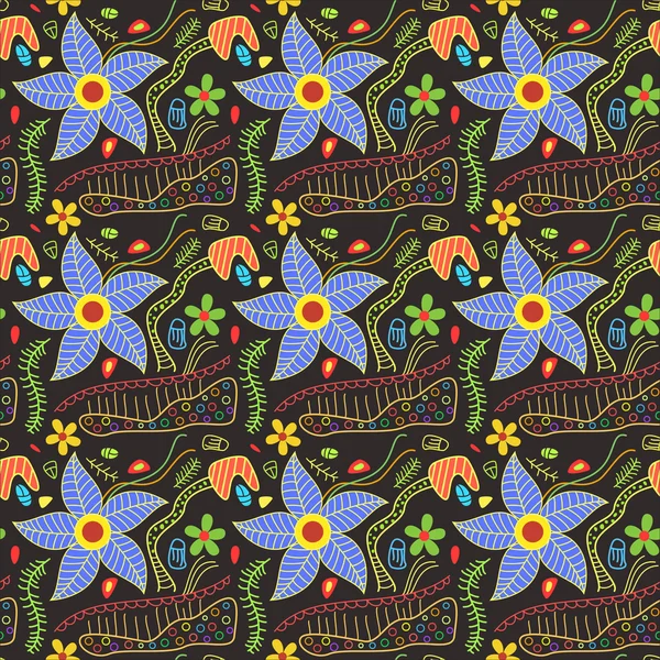 Patrón colorido de garabatos florales — Archivo Imágenes Vectoriales