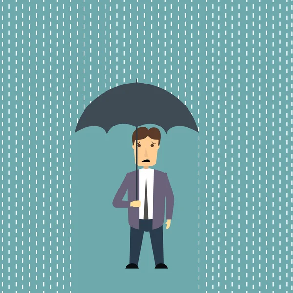 Ανήσυχος άνθρωπος στη βροχή — Διανυσματικό Αρχείο