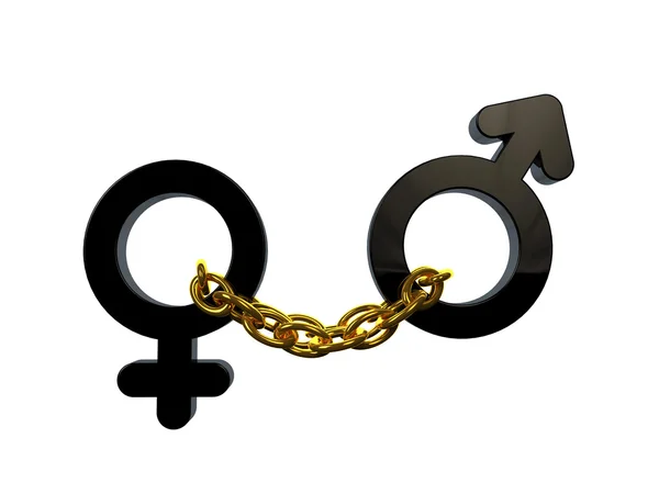 Acorrentado masculino e feminino sexo símbolos — Fotografia de Stock