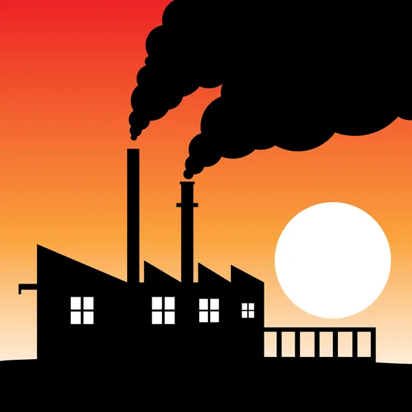 Pollution de l'air de silhouette usine — Image vectorielle