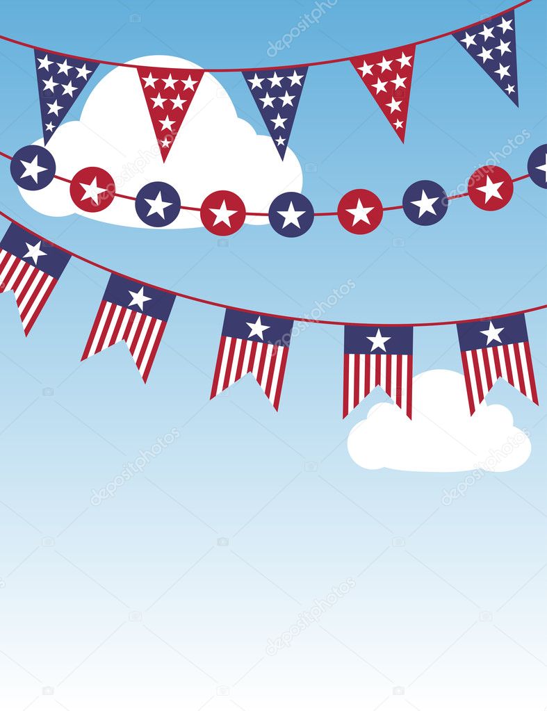 USA patriotic buntings in the sky