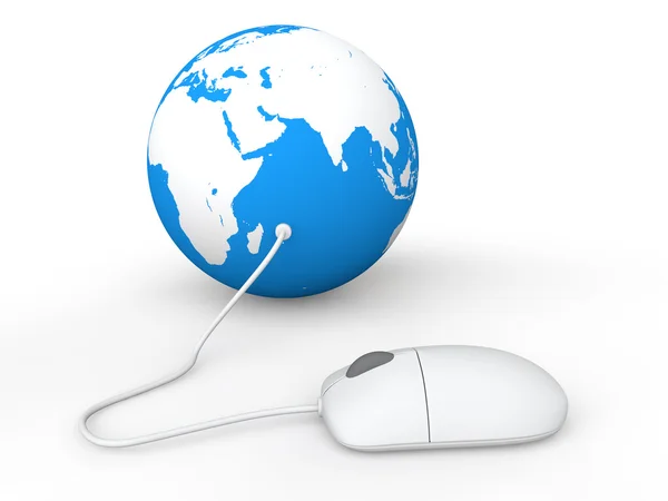 Computer mouse and earth globe — Stock Photo, Image