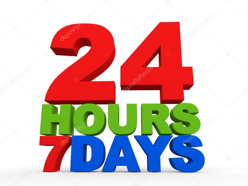 24 hours 7 days 3d text