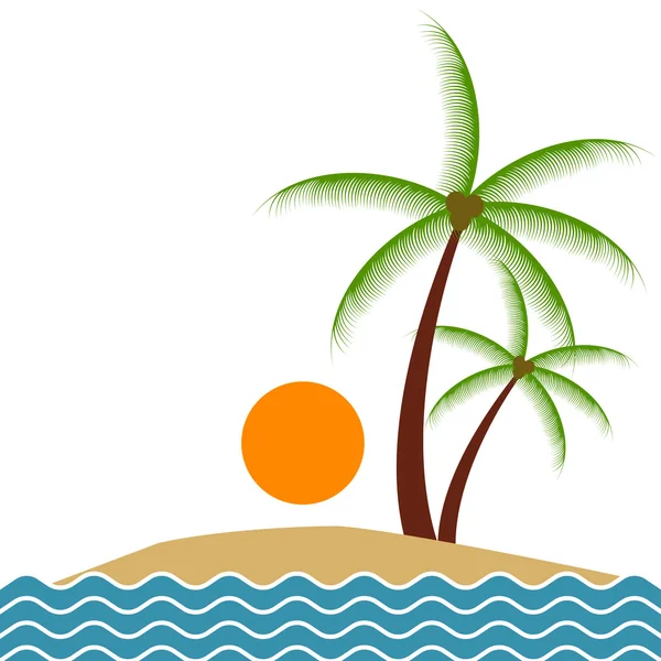 Plage d'été et palmiers — Image vectorielle
