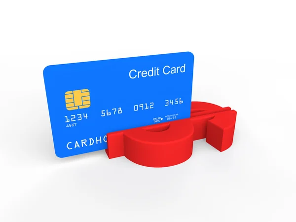 3d credit card swiping in dollar symbol — Stock Photo, Image