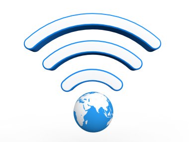 3D dünya küre wifi sinyaller ile