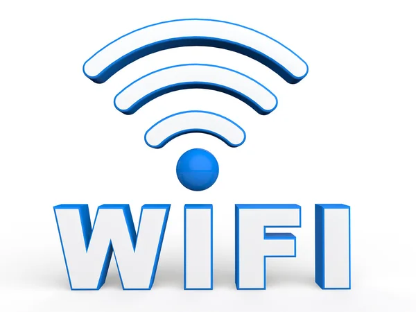 3 d の wifi テキストと信号 — ストック写真
