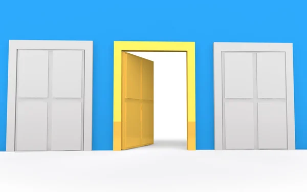 3d Золотая открытая дверь возможностей — стоковое фото